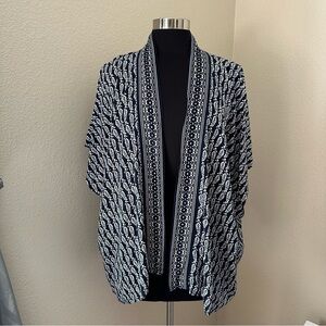 Ann Taylor LOFT Dahlia Paisley Floral Navy Blue Pancho Size M/L